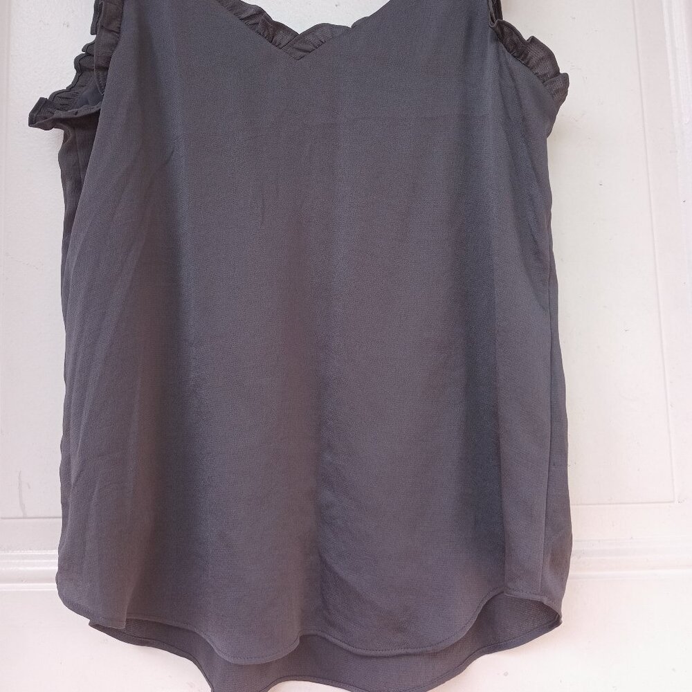 Express Grey Ruffled Spaghetti strap top Size Small - Picture 11 of 11